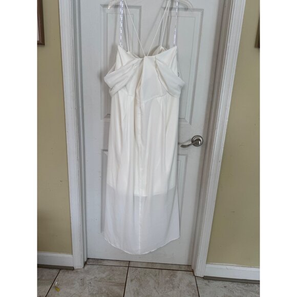 City Chic White Draped Dress Cross Back Straps Sweetheart Neckline Sheer Bridal - Picture 12 of 16